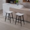 Bar Stools Set of 2 Armless Counter Low Bar Stools Without Back Modern Linen fabric Breakfast Stools with Metal Leg and Footrest,Beige Gray+Pale Blue