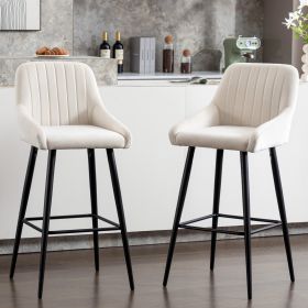 Elegant Lifestyle Modern Bar Stools,Velvet Upholstered Barstools with Back,Set of 2 Bar Chairs for Kitchen Living Room