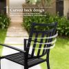 MEOOEM Stackable Patio Dining Chairs Set of 6 Outdoor Metal Patio Bistro Chairs with Armrest - Supports 300 LBS for Garden Poolside Backyard Classical