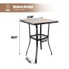 MEOOEM Patio Bar Table Height Bistro Wooden-Like Table Top Pub Table for Outdoor Home Kitchen Cafe Bistro