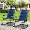 Outsunny 2 Piece Outdoor Patio Furniture Set with 2 Folding Padded Rocking Chairs, Bistro Style for Porch, Camping, Balcony