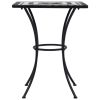 3 Piece Mosaic Bistro Set Ceramic Tile Black and White