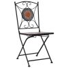 3 Piece Mosaic Bistro Set Ceramic Tile Orange/Gray