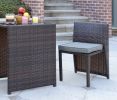 Cape Town 3-Piece PE Wicker Bistro Steel Cushions Outdoor Dining Set, Mahogany Brown, Grey