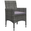 3 Piece Bistro Set Poly Rattan and Tempered Glass Gray