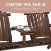 Wood Patio Chair Bench with Center Coffee Table/Garden chairs/courtyard chairs