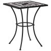 3 Piece Mosaic Bistro Set Ceramic Tile Black and White