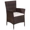 3 Piece Bistro Set Poly Rattan Brown