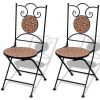 3 Piece Bistro Set Ceramic Tile Terracotta