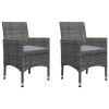 3 Piece Bistro Set Poly Rattan and Tempered Glass Gray