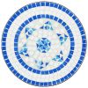 Mosaic Bistro Set Blue and White Iron and Ceramic