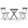 3 Piece Folding Bistro Set Gray Poly Rattan