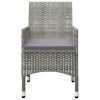 3 Piece Patio Bistro Set Poly Rattan and Tempered Glass Gray