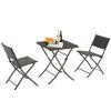 Rattan Patio Bistro Set, 3 Piece Foldable Outdoor Patio Furniture Sets, with Folding Table and Two Chairs, for Garden, Backyard, Pool, Lawn, Porch