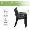 MEOOEM Stackable Metal Outdoor Dining Chairs Set of 6 Patio Bistro Chairs with Armrest Supports 300 LBS for Garden Poolside Backyard Classical Black