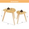 Set of 2 Triangle Modern Coffee Table Rubber Wood for Living Room