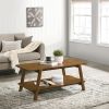 Metz Mid-Century Modern Wood Shelf 3-Piece Coffee Table Set, Walnut Finish