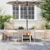 3 Piece Bistro Set with Cushions Beige Poly Rattan Acacia Wood