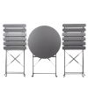 3 Pieces Patio Bistro Balcony Metail Chair Table Set-Gray