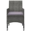 3 Piece Bistro Set Poly Rattan and Tempered Glass Gray