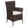 3 Piece Bistro Set Poly Rattan Brown