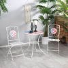 3 Piece Patio Bistro Set, Folding Outdoor Furniture with USA Mosaic Table and Chairs, Portable Metal Frames for 4th of July, Balcony, Backyard