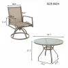 5-Piece Bistro Patio Table and Chairs Set with Tan PVC Sling Swivel Rocker Chairs and Round Cast-Top Outdoor Table