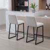 Low Bar Stools Set of 2 Bar Chairs for Living Room Party Room Kitchen,Upholstered Linen Fabric Kitchen Breakfast Bar Stools with Footrest