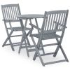 3 Piece Folding Garden Bistro Set Solid Eucalyptus Wood