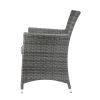 Tashelle Patio Bistro Set (3Pc) in Gray Fabric & Gray Wicker