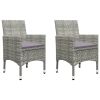 3 Piece Patio Bistro Set Poly Rattan and Tempered Glass Gray