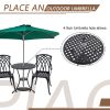 3 Piece Bistro Table Set Cast Aluminum Outdoor Patio Furniture with Umbrella Hole Patio Balcony, Black