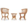 3 Piece Patio Bistro Set Solid Teak Wood