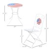 3 Piece Patio Bistro Set, Folding Outdoor Furniture with USA Mosaic Table and Chairs, Portable Metal Frames for 4th of July, Balcony, Backyard