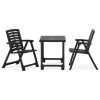 3 Piece Folding Bistro Set Plastic Gray