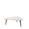 Manhattan Comfort Utopia 17.51" High Triangle Coffee Table with Splayed Legs in Off White and Maple Cream