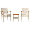 3 Piece Bistro Set with Cushions Beige Poly Rattan Acacia Wood