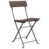 3 Piece Folding Bistro Set Brown Poly Rattan