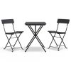 3 Piece Folding Bistro Set Black Poly Rattan