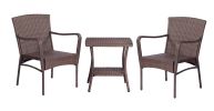 3 Pieces Outdoor Seating Group Furniture, PE Rattan Patio Furniture, Wicker Patio Chairs Set, Patio Bistro Sets, Outdoor Conversation Sets - Brown