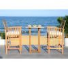 SAFAVIEH Outdoor Collection Pate Natural/ White Cushions/ Navy Pillows 3-Piece Bar Table Bistro Set