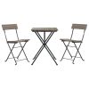 3 Piece Folding Bistro Set Gray Poly Rattan