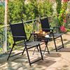 3 Piece Folding Patio Bistro Set Outdoor Furniture Set with Steel Frame