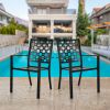 MEOOEM Stackable Metal Outdoor Dining Chairs Set of 2 Patio Bistro Chairs with Armrest Supports 300 LBS for Garden Poolside Backyard Classical Black