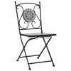 3 Piece Mosaic Bistro Set Ceramic Tile Gray