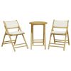 Folding Bistro Set 3 pcs with Cushions Bamboo