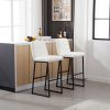 Bar Stools Set of 2 With Back,Upholstered PU Leather Kitchen Breakfast Bar Stools with Footrest,Cream