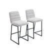 Low Bar Stools Set of 2 Bar Chairs for Living Room Party Room Kitchen,Upholstered Linen Fabric Kitchen Breakfast Bar Stools with Footrest