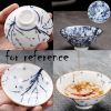 1.3 oz Traditional Blue and White Ceramic Flower Mugs Chinese Kungfu Teacup Japanese Wine Cups, 4 Pcs