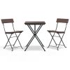 3 Piece Folding Bistro Set Brown Poly Rattan